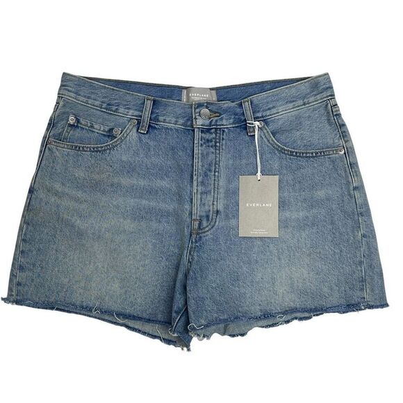 NWT Everlane Womens The Relaxed 90s Organic Cotton Cutoff Denim Shorts Blue 30 - Picture 1 of 16